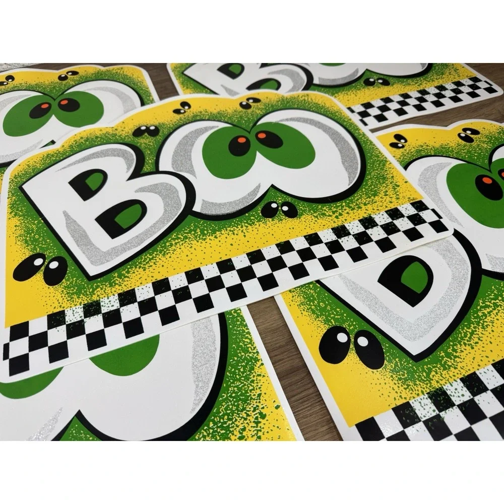 Vintage 2001 B&D BOO Halloween Placemats Set 5 Y2K Checkered Bug Eyes Glitter